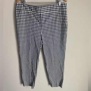 Talbots NWT Chatham Ankle Pants Black and White Gingham Print Size 16 Classic
